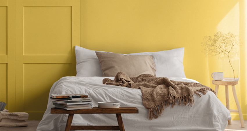 Peinture veloutée jaune Safari chambre