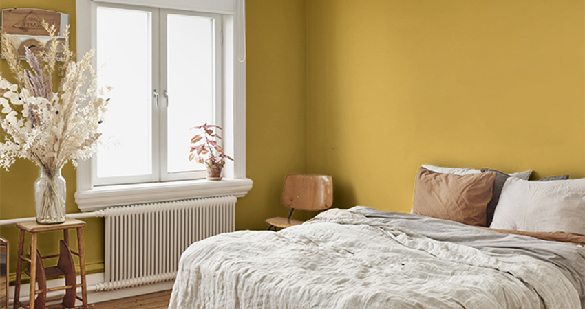 Peinture veloutée jaune orangé Pollen chambre